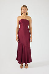 Perfect Stranger Hallie Strapless Maxi Dress Burgundy