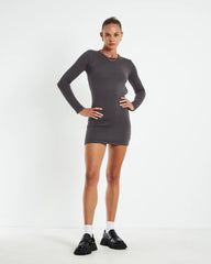 Reign Open Back Mini Knit Dress Slate Grey