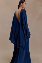 Emory Jersey Cape Maxi Dress - Navy