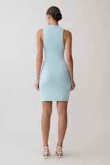 Hector Halter Neck Knit Mini Dress - Blue