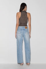 Nikki Lurex Top With Hardware - Gunmetal
