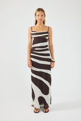 Perfect Stranger Drift Chiffon Maxi Dress Brown Print