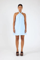 Perfect Stranger Goldie Halter Mini Dress Blue