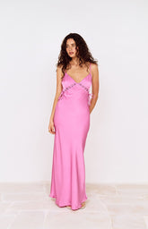 MINKPINK Fuchsia Chiara Lace Detail Maxi Dress