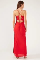 Perfect Stranger Evie Chiffon Maxi Dress Red