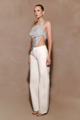 Corah Lurex Drape Knit Top - Silver
