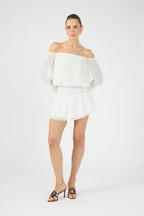 Perfect Stranger Carrie Off Shoulder Mini Dress Cream