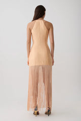 Abigail V Neck Fringe Maxi Dress - Orange