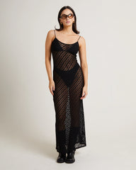 Zayla Daisy Lace Maxi Dress in Black