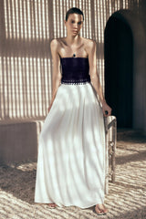 Suella Chiffon Denim Maxi Dress - Indigo Blue
