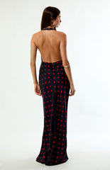 WEWOREWHAT Polka Dot Cowl Halter Maxi Dress