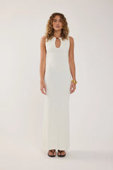 Perfect Stranger Zella Crochet Maxi Dress White