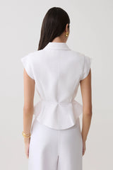 Andina Shortsleeve Linen Top - White