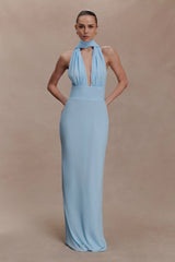 Nadine Halter Chiffon Maxi Dress - Blue