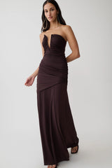 Kaiydo Gathered Centre Wire Maxi Dress - Chocolate