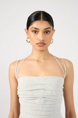 Perfect Stranger Devin Double Strap Maxi Dress Black Stripe