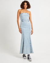 Rendezvous Fishtail Maxi Denim Dress