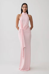 Cindylou Halter Knit Maxi Dress - Baby Pink