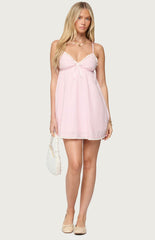 Edikted Danira Pinstripe Babydoll Mini Dress