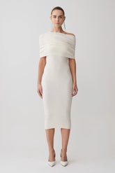 Zandie Cashmere Blend Knit Midi Dress - Ivory