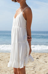 John Galt White Tiered Mini Dress