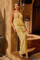 Korra Chiffon Halter Top - Butterscotch