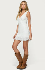 Edikted Shayla Ruffle Textured Mini Dress