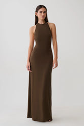 Halley Back T-Strap Maxi Dress - Chocolate