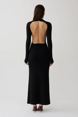 Rowan Long Sleeve Knit Maxi Dress - Black