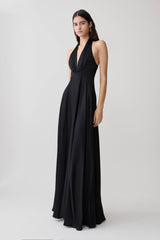 Rebecca Halter Buttoned Maxi Dress - Black