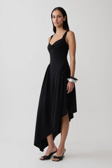 Cellini Asymmetric Hem Midi Dress - Black