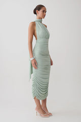 Giannie Draped Midi Dress - Aqua Grey