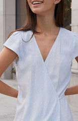 John Galt Blue Robbie Wrap Mini Dress