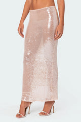 Riki Sheer Sequin Maxi Skirt