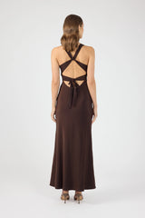 Perfect Stranger Ellie Twist Front Maxi Dress Brown