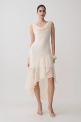 Lilah Devore Midi Dress - Ivory