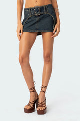 Elara Washed Denim Mini Skirt