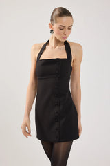 Perfect Stranger Avon Halter Suiting Mini Dress Black