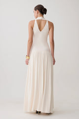 Zsela High Neck Modal Maxi Dress - Ivory