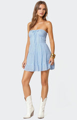 Edikted Liora Lacey Cotton Mini Dress