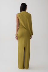 Yuri Gather Sleeve Maxi Dress - Martini Olive