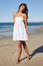 Your Favorite Tie Back Strapless Babydoll Mini Dress
