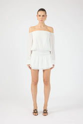 Perfect Stranger Carrie Off Shoulder Mini Dress Cream