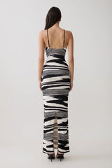 Ashtin Cross Front Knit Maxi Dress - Linear Shift Print