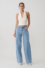 Calla Collared Sleeveless Halter Top - Ivory
