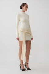 Grayson Knit Chiffon Mini Dress - Buttercream