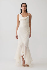 Edith Draped Maxi Dress - Ivory