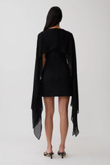 Triana Chiffon Overlay Mini Dress - Black