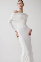 Corinna Modal One Shoulder Midi Dress - White