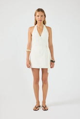 Perfect Stranger Shea Wrap Mini Dress Cream